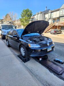 Here we are doing an oil change on a Volkswagen